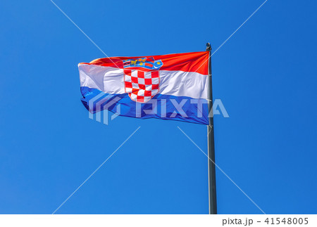 Flag of Croatia waving in the wind against the sky Flag of Croatia waving in the wind against the sky 41548005