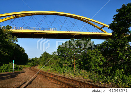 北海道ニセコ町の朝のニセコ駅周辺の風景を撮影 41548571