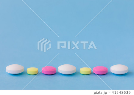 Medication, colourful pills, flat lay  41548639