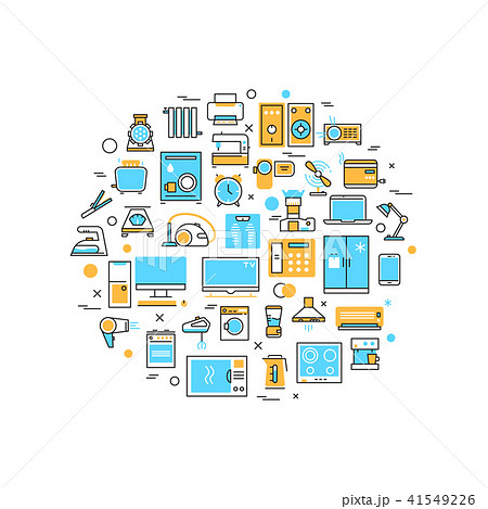 Home electronics appliances vector line concept Home electronics appliances vector line concept 41549226