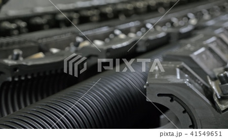 Manufacture of plastic water pipes. Manufacturing of tubes to the factory. The process of making 41549651