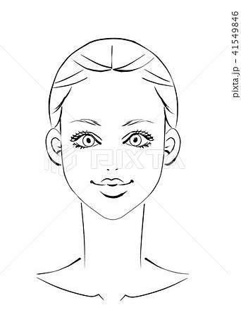 加工用 女性の正面顔のイラスト素材