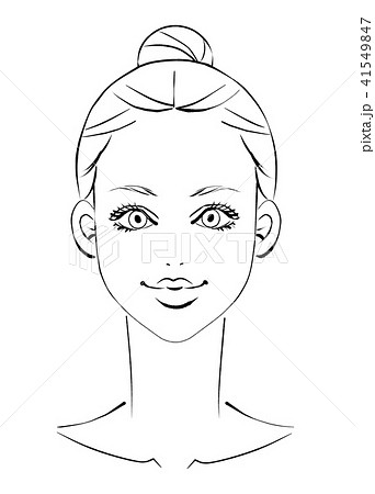 加工用 女性の正面顔 お団子ヘアのイラスト素材