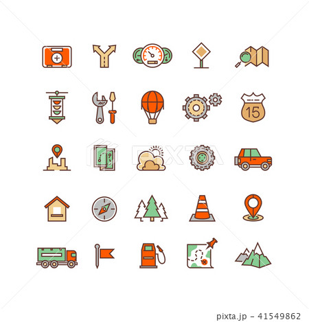 Location and travelling flat vector icons 41549862