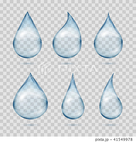 Falling transparent water drops vector set isolated on plaid background 41549978