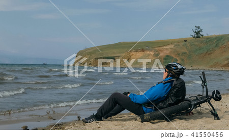 Fat bike also called fatbike or fat-tire bike in summer driving on the beach. 41550456