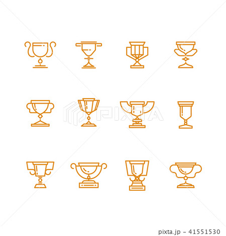 Trophy cup line vector icons set 41551530