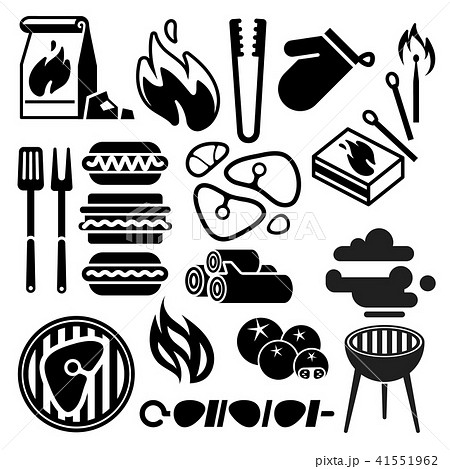 Black Barbecue Food Flyer q Vector Iconsのイラスト素材