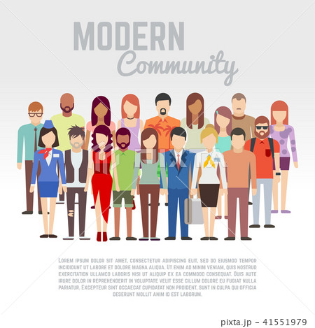 Business or politics community, society members, team vector flat concept with group of men and 41551979