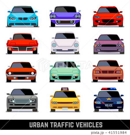 Urban traffic vehicles, car icons in flat style Urban traffic vehicles, car icons in flat style 41551984