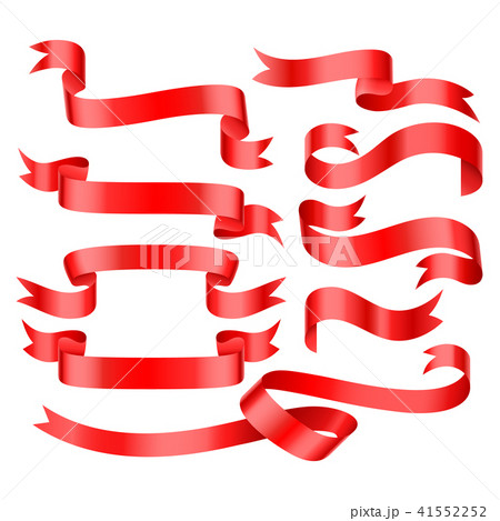 Red bright glossy ribbon patterns vector banners 41552252