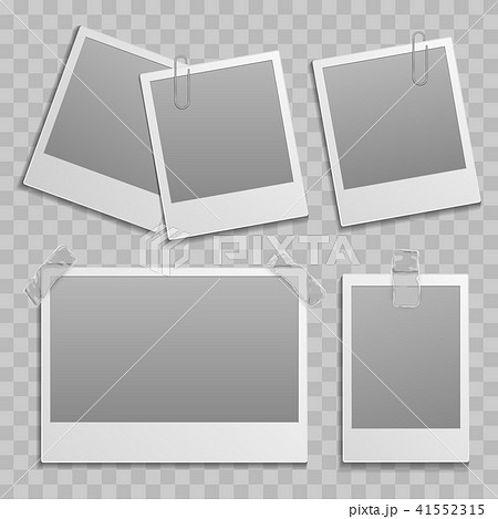 Vintage photo frame different size template with transparent shadow on checkered background 41552315