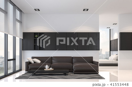 Modern black and white living room 3d render 41553448