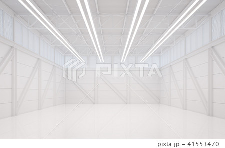 Modern white warehouse interior 3d render 41553470
