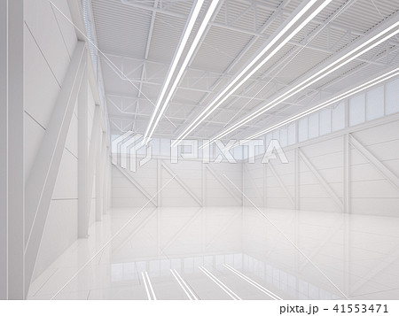 Modern white warehouse interior 3d render Modern white warehouse interior 3d render 41553471