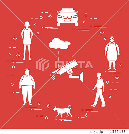 Security camera, dog, woman, girl, men, car 41555133
