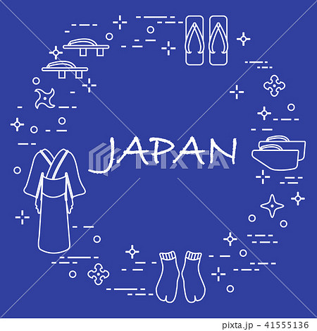 Traditional japanese clothing, shoes and shurikens 41555136
