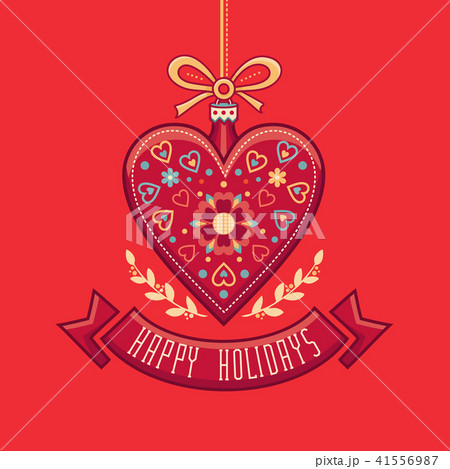 Greeting Card in heart form. Happy Holidays. 41556987