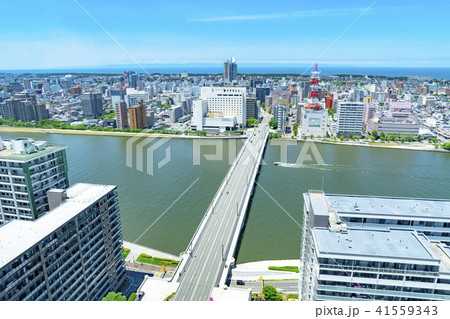 新潟市 メディアシップ展望フロアからの眺望 西側 新潟市 メディアシップ展望フロアからの眺望 西側 41559343