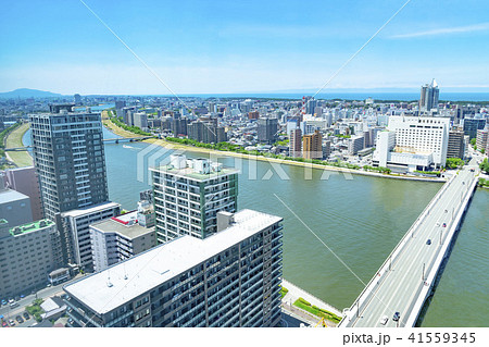 新潟市　メディアシップ展望フロアからの眺望　西側 41559345