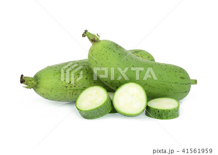 fresh green sponge gourd or luffa with slice  41561959