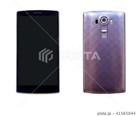 Front and back view of modern smartphone isolated Front and back view of modern smartphone isolated 41565044