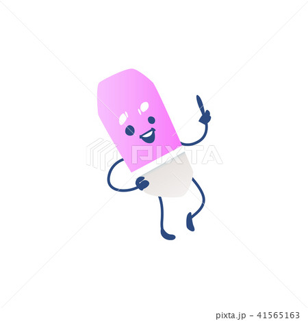 Cute eraser cartoon character lifting index finger up isolated on white background. 41565163
