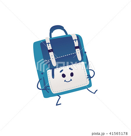Cute backpack cartoon character dancing isolated on white background. 41565178