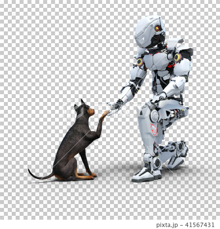 犬と戯れる Ai ロボットイメージ Perming3dcg イラスト素材のイラスト素材