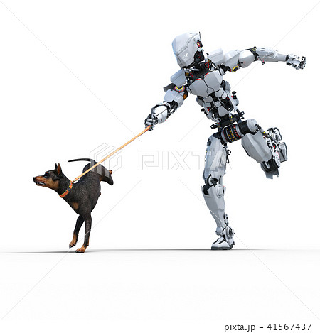 犬と戯れる Ai ロボットイメージ Perming3dcg イラスト素材のイラスト