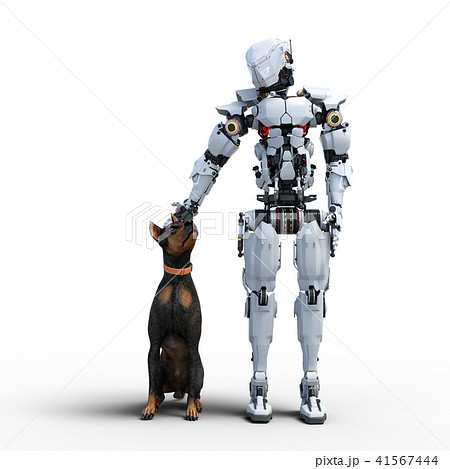 犬と戯れる Ai ロボットイメージ Perming3dcg イラスト素材のイラスト素材