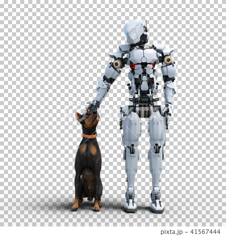 犬と戯れる Ai ロボットイメージ Perming3dcg イラスト素材のイラスト素材