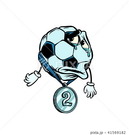 Failure second place silver medal. Character soccer ball footbal Failure second place silver medal. Character soccer ball footbal 41569182