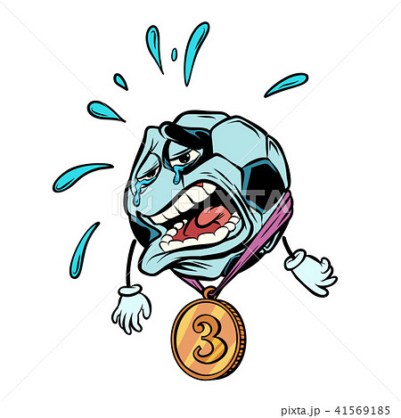 Tears third place bronze medal. Character soccer ball football.  41569185