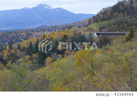 三国峠の紅葉の写真素材