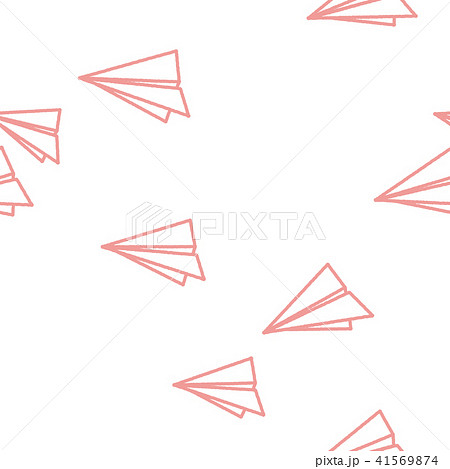 パターン 紙飛行機 紙ヒコーキ コーラルピンクのイラスト素材