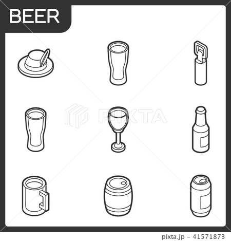 Beer outline isometric icons 41571873