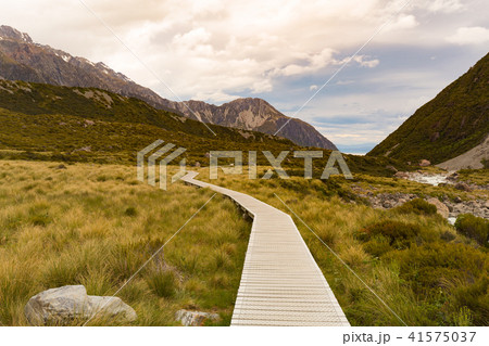 Wooden walking way leading to Mt Cook Wooden walking way leading to Mt Cook 41575037