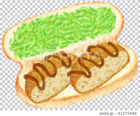 ソースコロッケサンドコッペパンのイラスト素材