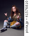 Happy hippy girl, studio shot 41576810