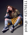 Happy hippy girl, studio shot 41576811