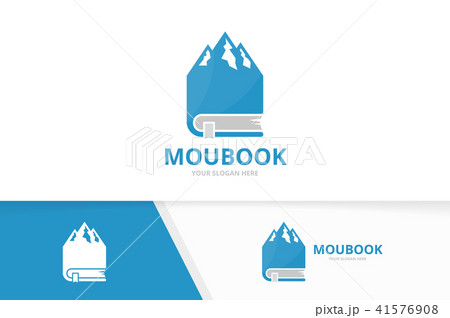 Vector mountain and book logo combination. Nature and library symbol or icon. Unique hill and 41576908