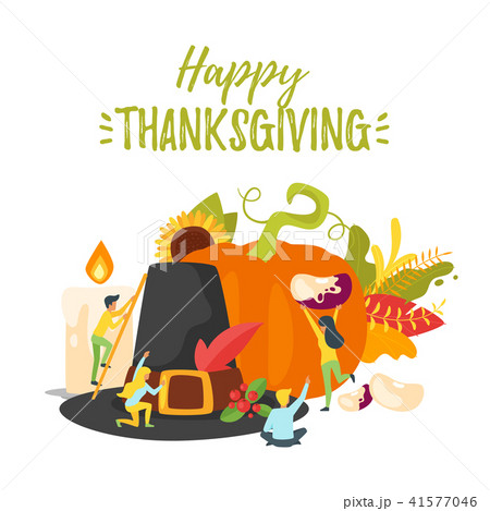 Thanksgiving symbols with people silhouettes 41577046