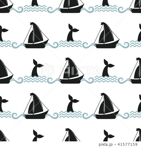 Vector whale illustration seamless pattern humpback ocean marine ship vessel mammal wildlife aquatic Vector whale illustration seamless pattern humpback ocean marine ship vessel mammal wildlife aquatic 41577159