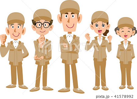 ベージュの作業着を着た作業スタッフのチーム 41578992