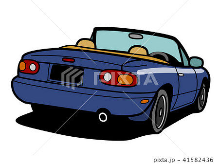国産コンパクトオープンスポーツ　リアビュー　青色　自動車イラスト 41582436