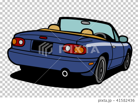国産コンパクトオープンスポーツ　リアビュー　青色　自動車イラスト 41582436