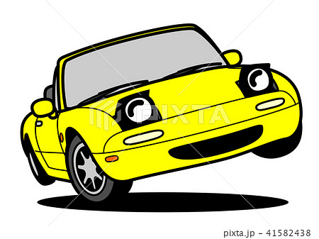 国産コンパクトオープンスポーツ ジャンプ 黄色 自動車イラストのイラスト素材