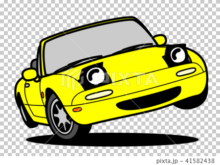 国産コンパクトオープンスポーツ　ジャンプ　黄色　自動車イラスト 41582438