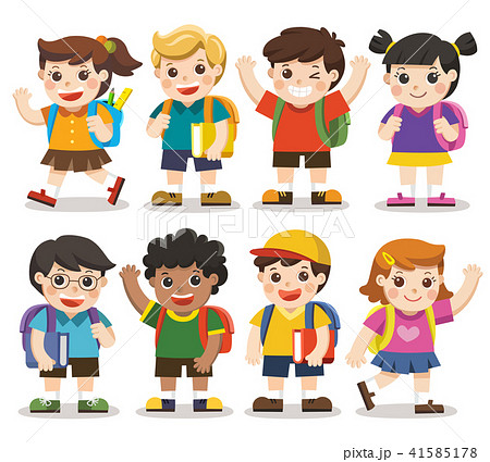 Back to school. Cute kids go to school. 41585178